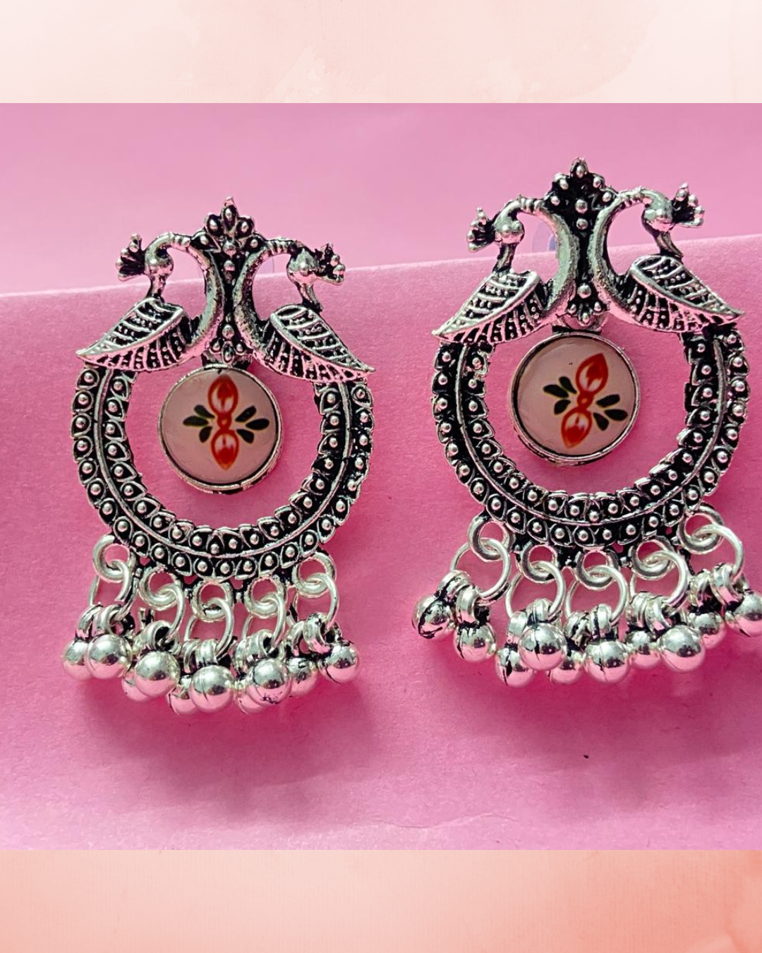 Peacock Charm Meenakari Earrings