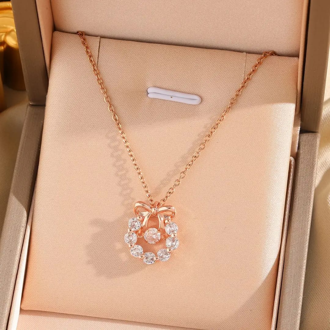Trinity Charm Bow Pendant Necklace