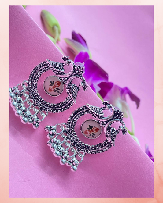 Peacock Charm Meenakari Earrings