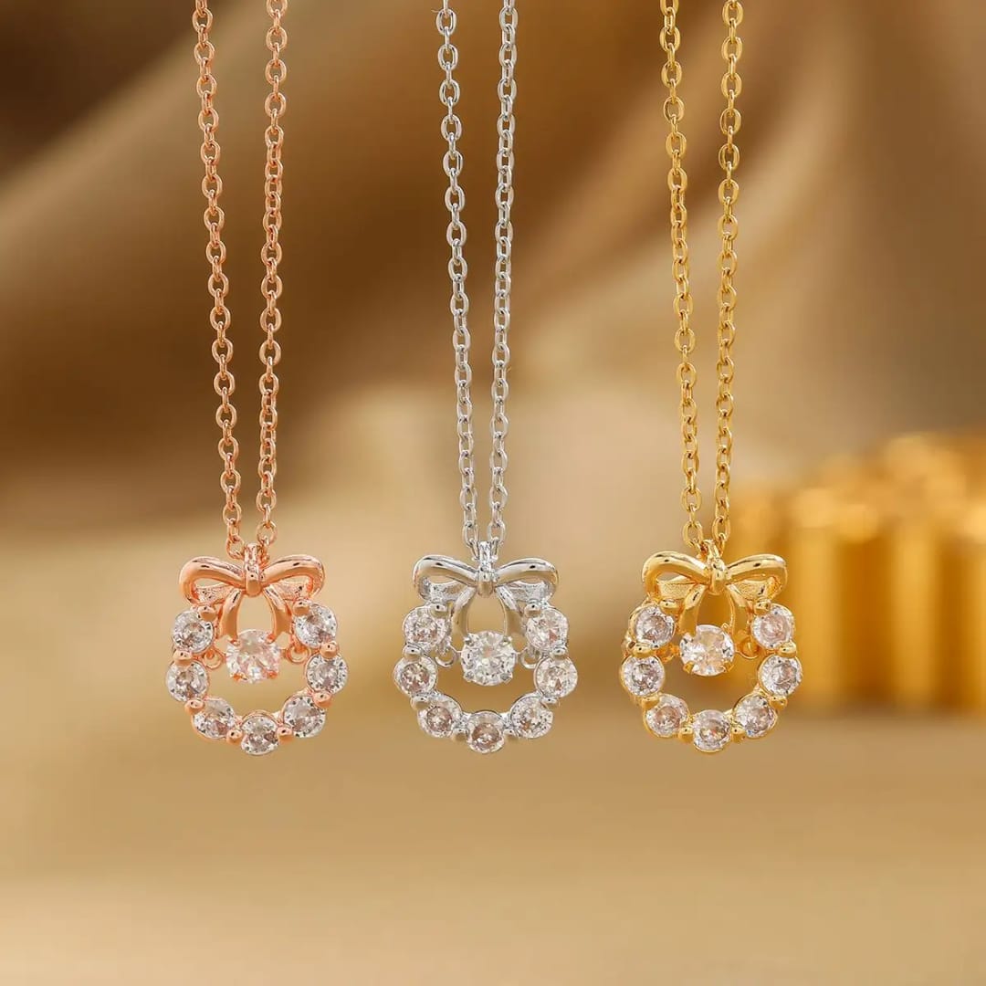 Trinity Charm Bow Pendant Necklace