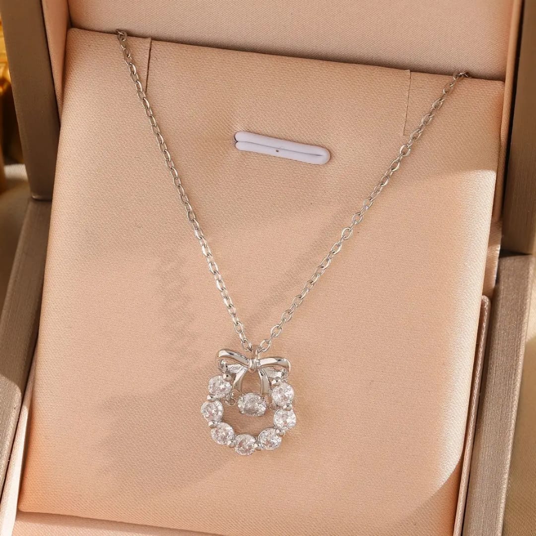 Trinity Charm Bow Pendant Necklace