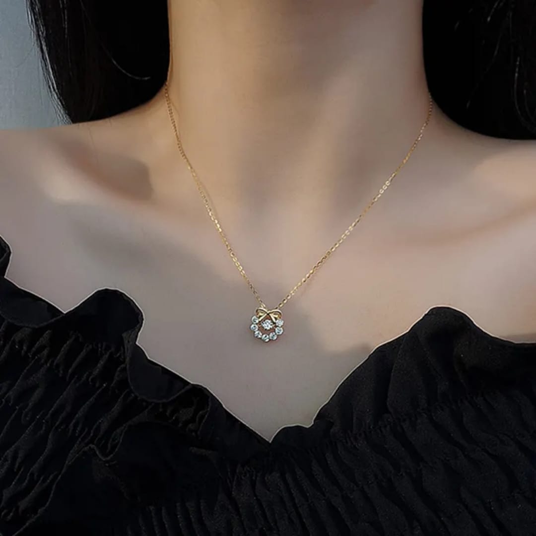 Trinity Charm Bow Pendant Necklace