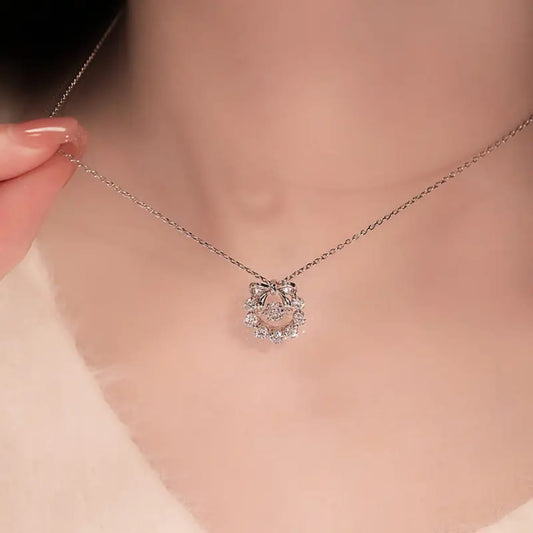 Trinity Charm Bow Pendant Necklace