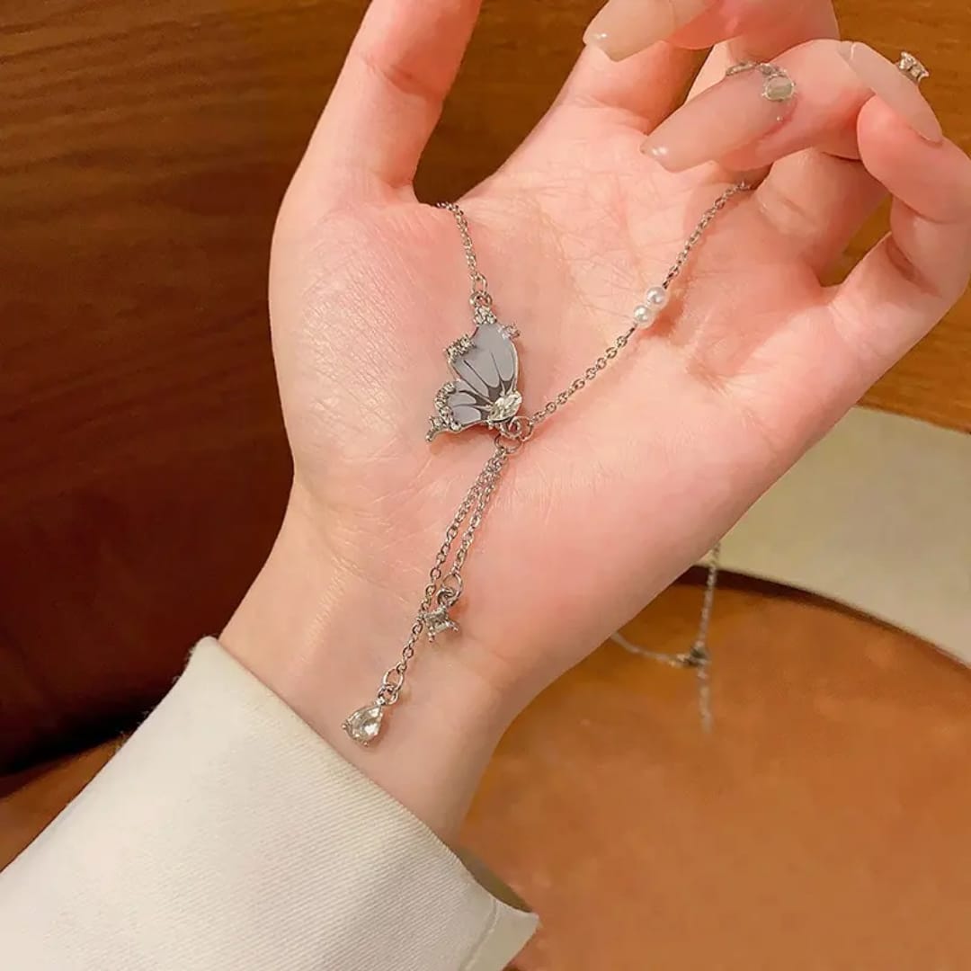 Moonlight Butterfly Crystal Pendant Necklace
